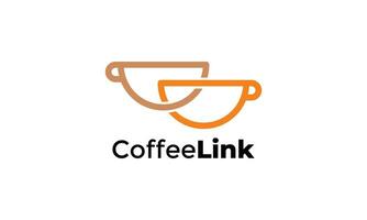kopp av kaffe logotyp översikt ansluta för Kafé affär vektor