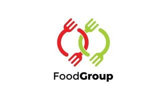 runda gaffel ansluta logotyp mat för kulinariska företag vektor