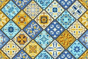 uppsättning av mönstrad azulejo golv plattor bakgrund. sömlös färgrik mönster vektor