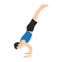 jung Mann üben Yoga Handstand Übung. vektor