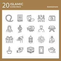 islamisch Ramadan Symbol Pack Vektor Grafik mit Monoline Stil