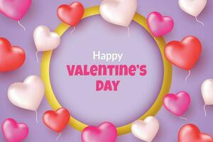 glücklich Valentinstag Tag romantisch Hintergrund Design mit golden Rahmen und Liebe Ornament vektor