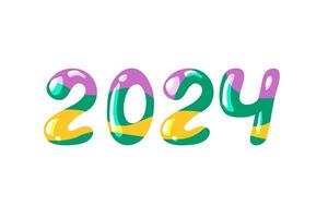 2024 Neu Jahr Vektor. Hand gezeichnet bunt Nummer 2024 isoliert auf Weiß Hintergrund vektor