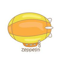 Alphabet z zum Zeppelin Wortschatz Schule Lektion Karikatur Illustration Vektor Clip Art Aufkleber