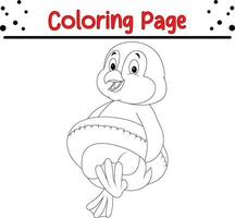 süß Vogel Karikatur Färbung Seite Illustration Vektor. Vogel Färbung Buch zum Kinder. vektor