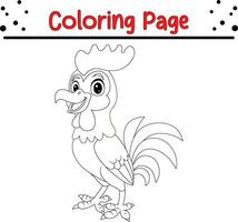 söt tupp tecknad serie färg sida illustration vektor. fågel färg bok för ungar. vektor