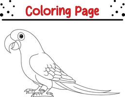 süß Papagei Karikatur Färbung Seite Illustration Vektor. Vogel Färbung Buch zum Kinder. vektor