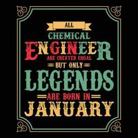 alle chemisch Ingenieur sind gleich aber nur Legenden sind geboren im Juni, Geburtstag Geschenke zum Frauen oder Männer, Jahrgang Geburtstag Hemden zum Ehefrauen oder Ehemänner, Jahrestag T-Shirts zum Schwestern oder Bruder vektor