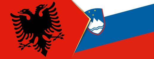 albania och slovenien flaggor, två vektor flaggor.