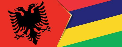 Albanien und Mauritius Flaggen, zwei Vektor Flaggen.