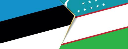Estland und Usbekistan Flaggen, zwei Vektor Flaggen.