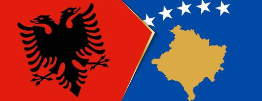 albania och kosovo flaggor, två vektor flaggor.