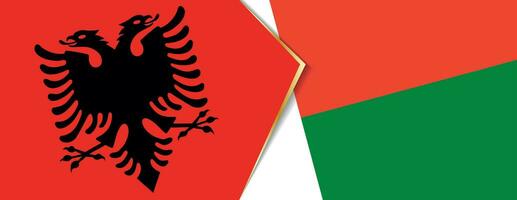 Albanien und Madagaskar Flaggen, zwei Vektor Flaggen.