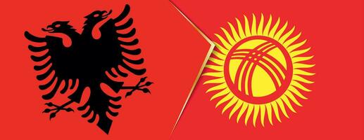 albania och kyrgyzstan flaggor, två vektor flaggor.