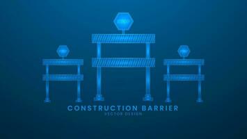 Konstruktion Barriere, Warnung Barriere, unter Konstruktion. Reparatur oder Gebäude Konstruktion Konzept. Vektor Illustration mit Licht bewirken und Neon-