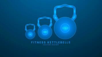 Fitness Kettlebells. Sport Ausbildung und Fitness. Vektor Illustration mit Licht bewirken und Neon-