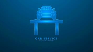 Auto Bedienung und Reparatur. Vektor Illustration mit Licht bewirken und Neon-