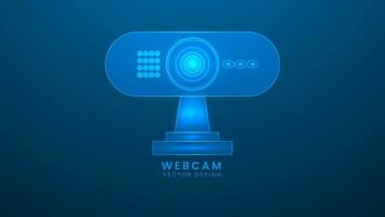 extern Webcam zum ein Desktop Monitor. Sicherheit und Technologie. Vektor Illustration mit Licht bewirken und Neon-