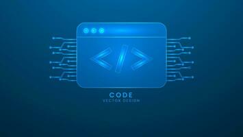 Programmierung Code Entwicklung. Computer Programmierung und Entwicklung Software. Vektor Illustration mit Licht bewirken und Neon-