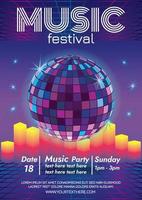 Disco House Music Festival Poster für Nachtparty vektor