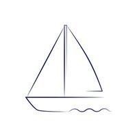 Segelboot Logo Design isoliert auf Weiß Hintergrund. Linie Kunst vektor