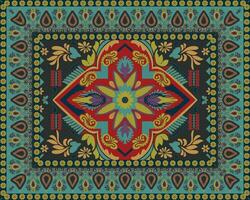 bunt Zier Vektor Design zum Teppich, Tapis, Yoga Matte. geometrisch ethnisch Clip Art. arabisch Zier Teppich mit dekorativ elements.persian Teppich,