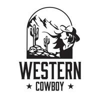 Västra cowboy logotyp design mall vektor