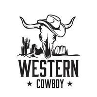 Västra cowboy logotyp design mall vektor