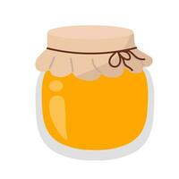 Glas Krug mit Honig im Karikatur Stil isoliert auf Weiß Hintergrund. Hand Zeichnung Lebensmittel. vektor
