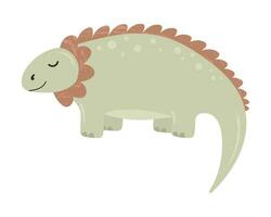 illustration av söt tecknad serie dinosaurie på vit bakgrund. kan vara Begagnade för barns rum, klistermärke, t-shirt, råna och Övrig design. söt liten dinosaurie. vektor