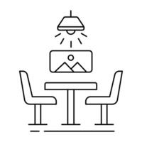 Essen Zimmer Eleganz, Essenszeit Komfort. das Essen Zimmer Symbol symbolisiert das Eleganz von ein Gut ernannt Essen Raum und das Komfort von geteilt Mahlzeiten. vektor