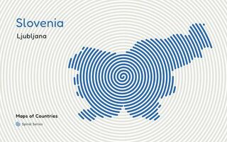 kreativ fingeravtryck Karta av slovenien. politisk Karta. ljubljana. huvudstad. värld länder vektor Kartor serier. fingeravtryck spiral serier
