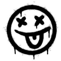 Gesicht mit Zunge sprühen gemalt Graffiti Gesicht mit Zunge Emoticon isoliert auf Weiß Hintergrund. vektor
