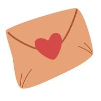 kuvert med ett hjärta. romantiskt nära kuvert med hjärtsymbol. vektor