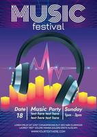 Musik in der Stadt Musikfestivalplakat für Party vektor