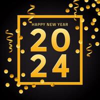Lycklig ny år 2024 gyllene gyllene bistånd. med unik och lyxig tal. premie vektor design för affischer, banderoller, kalender och hälsningar