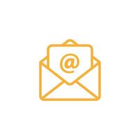 eps10 Gliederung Email Vektor Symbol isoliert auf Weiß Hintergrund. öffnen Briefumschlag Piktogramm im Orange Farbe. Linie Kunst Mail Symbol.