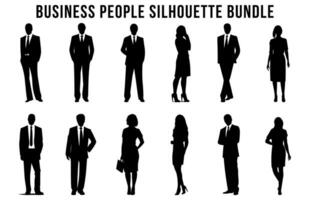 einstellen von Geschäft Menschen Vektor Silhouetten, korporativ Menschen schwarz Silhouette bündeln