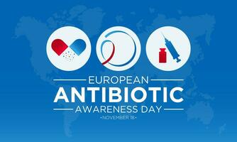 vektor illustration på de tema av europeisk antibiotikum medvetenhet dag, november 18. europeisk antibiotikum medvetenhet dag mall för baner, affisch med bakgrund.