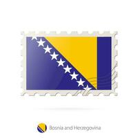 Porto Briefmarke mit das Bild von Bosnien und Herzegowina Flagge. vektor