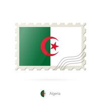 Porto Briefmarke mit das Bild von Algerien Flagge. vektor