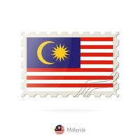 Porto Briefmarke mit das Bild von Malaysia Flagge. vektor