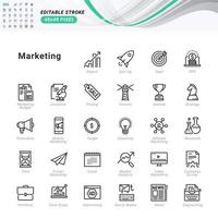 dünne Linie Icons Set von Marketing. Pixel perfekte Symbole. vektor