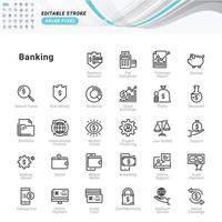 dünne Linie Icons Set von Banking. Pixel perfekte Symbole vektor