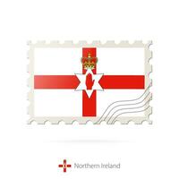 Porto Briefmarke mit das Bild von Nord Irland Flagge. vektor