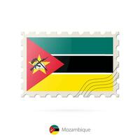 Porto Briefmarke mit das Bild von Mozambique Flagge. vektor
