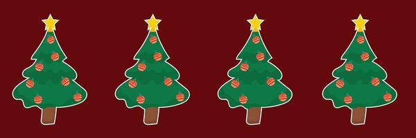 vektor samling av tall träd täckt i snö, jul träd dekorationer, tall ornament, jul högtider. vektor illustration