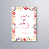Vackert bröllopinbjudningskort med färgstarkt blommönster vektor