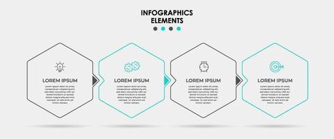 Infografik-Designvorlage mit Symbolen und 4 Optionen oder Schritten vektor