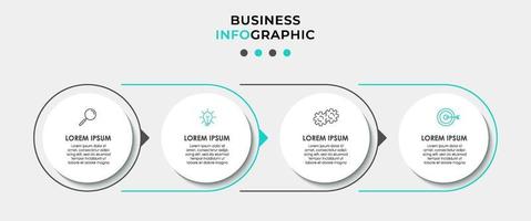 Infografik-Designvorlage mit Symbolen und 4 Optionen oder Schritten vektor